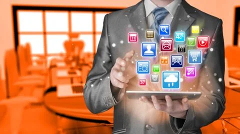 Business man using tablet PC Stock Illustration