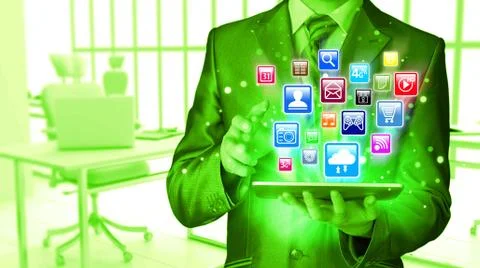 Business man using tablet PC Stock Illustration