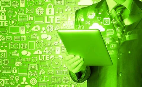 Business man using tablet PC Stock Illustration