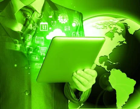 Business man using tablet PC Illustrazione stock