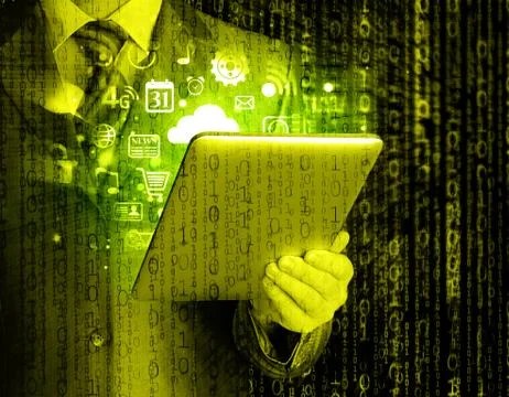 Business man using tablet PC 스톡 일러스트