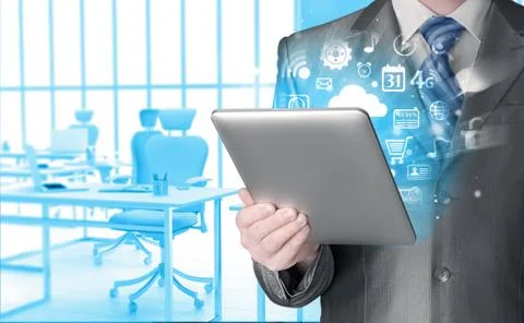 Business man using tablet PC 스톡 일러스트