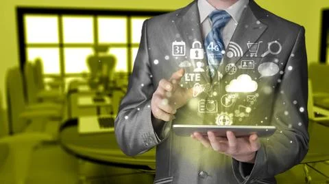 Business man using tablet PC Stock Illustration