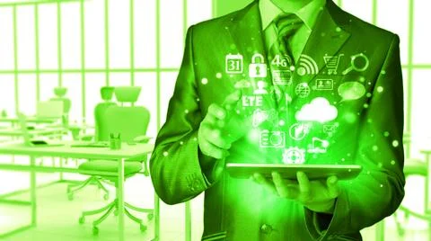 Business man using tablet PC Stock Illustration