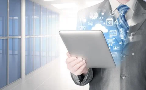 Business man using tablet PC Stock Illustration