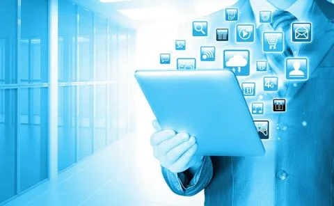 Business man using tablet PC Stock Illustration