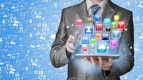 Business man using tablet pc 스톡 일러스트