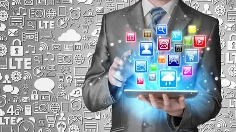 Business man using tablet pc Stock-Illustration
