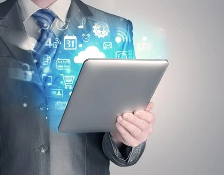 Business man using tablet pc イラスト素材