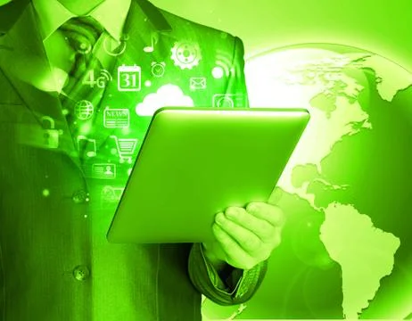 Business man using tablet pc Illustrazione stock