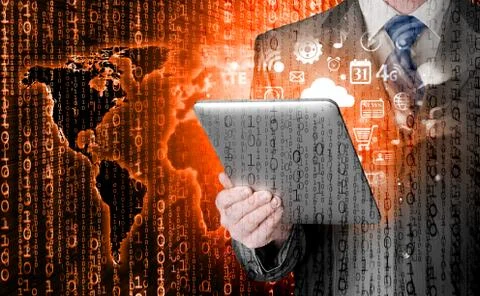 Business man using tablet pc Illustrazione stock