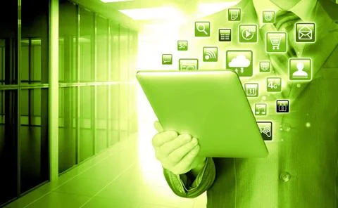 Business man using tablet pc 스톡 일러스트