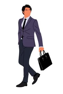 Business man walking side view with briefcase. Stock Illustration