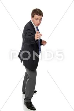 Business man wearing dark suit, isolated over white background Stock Photos