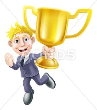 Business man winner and trophy Stock Illustration