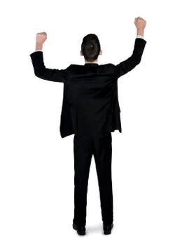 Business man winner hands up Stock Photos