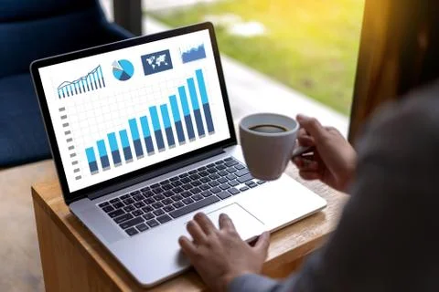 Business man work chart schedule or planning financial report data Stock Photos