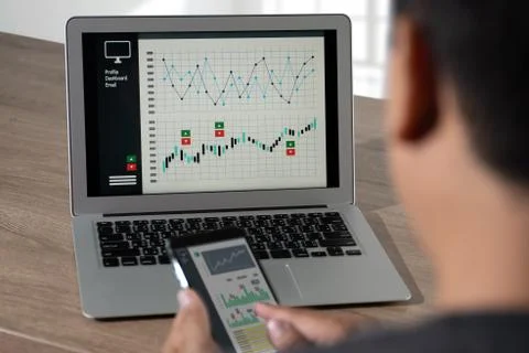Business man work chart schedule or planning financial report data methodolog Stock Photos