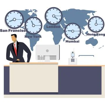 Business man work vector icon international office Stock Illustration