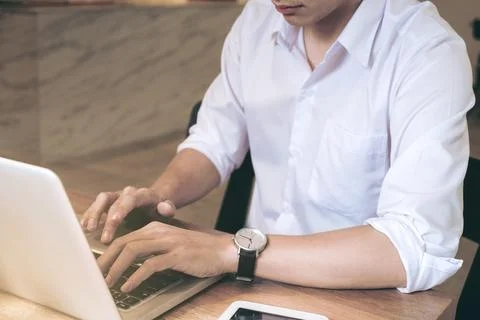 Business man working analyzing data in office, Image of confident executive.. Stock Photos