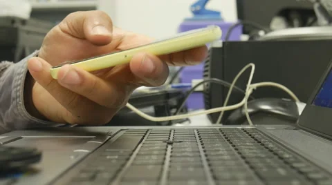 Business man to working and using smart phone in office room Stock Footage 61334372