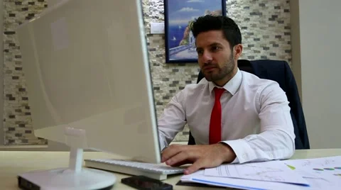 Business man working with computer Stock Footage 67400808