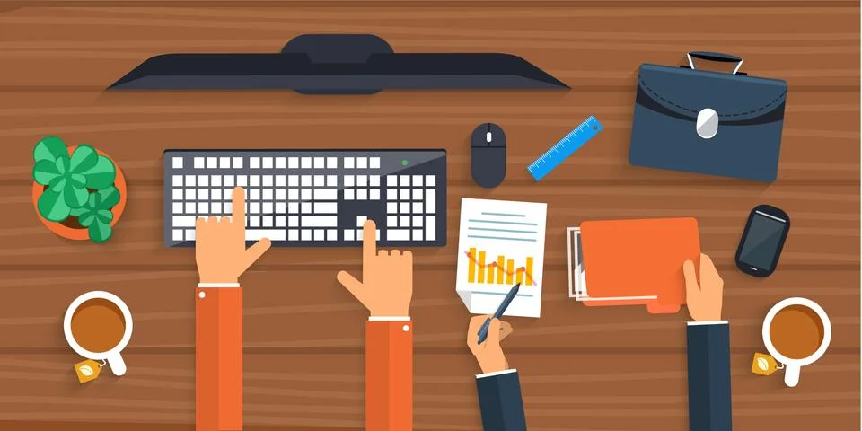 Business man working with computer Stock Illustration
