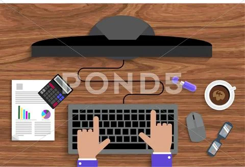 Business man working with laptop Stock Illustration