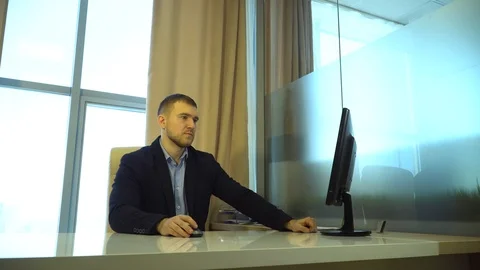Business man working in the office in front of computer Stock Footage 85669602