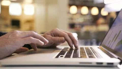 Business man working over computer office typing fingers hand on laptop keyboard Stock Footage 84596659