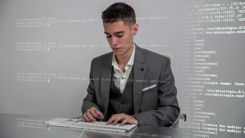 Business man working with overlayed data and code 库存影片 235295774