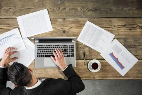Business man working with statistics Stock Photos