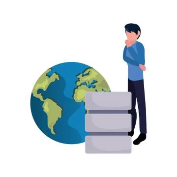Business man world database server 스톡 일러스트