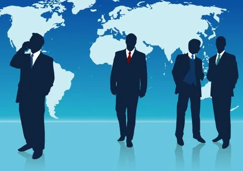 Business man on world map background Stock Illustration