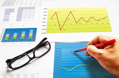 Business man write graph Stock Photos