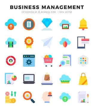 Business Management elements. Flat web icon set. Simple vector illustration. 스톡 일러스트