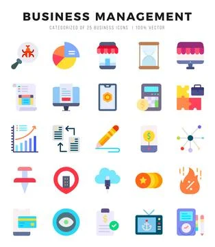 Business Management elements. Flat web icon set. Simple vector illustration. 스톡 일러스트