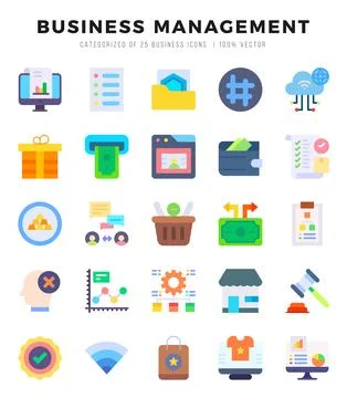 Business Management elements. Flat web icon set. Simple vector illustration. Stockillustratie