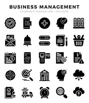 Business Management elements. Glyph web icon set. Simple vector illustration. イラスト素材