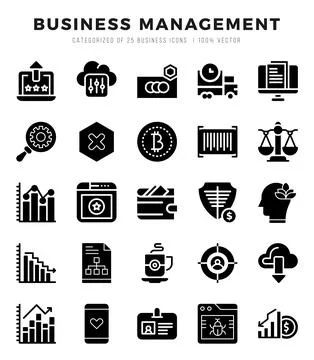 Business Management elements. Glyph web icon set. Simple vector illustration. 스톡 일러스트