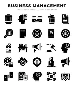 Business Management elements. Glyph web icon set. Simple vector illustration. 스톡 일러스트