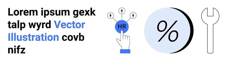 Business Management Elements HR Button, Percent Sign, and Wrench Diagram Illustrazione stock