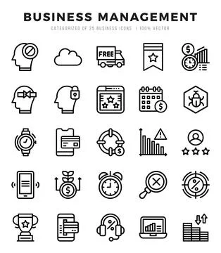 Business Management elements. Lineal web icon set. Simple vector illustration 스톡 일러스트