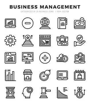 Business Management elements. Lineal web icon set. Simple vector illustration Stock Illustration