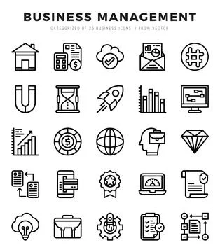 Business Management elements. Lineal web icon set. Simple vector illustration Illustrazione stock