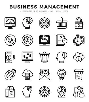 Business Management elements. Lineal web icon set. Simple vector illustration Stock Illustration