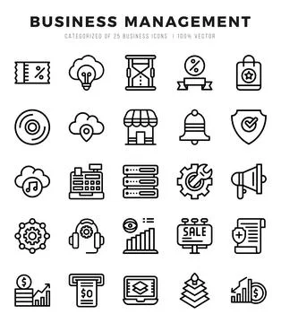 Business Management elements. Lineal web icon set. Simple vector illustration Illustrazione stock