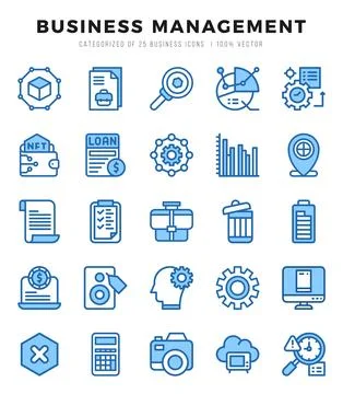 Business Management elements. Two Color web icon set. Simple vector illustr.. Stock Illustration
