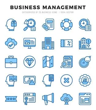 Business Management elements. Two Color web icon set. Simple vector illustr.. Stock Illustration