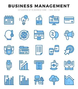 Business Management elements. Two Color web icon set. Simple vector illustr.. Stock Illustration
